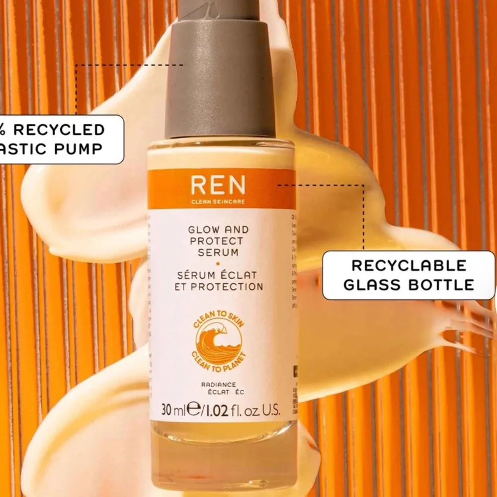 REN CLEAN SKINCARE Glow and Protect Serum 1oz $68 NIB